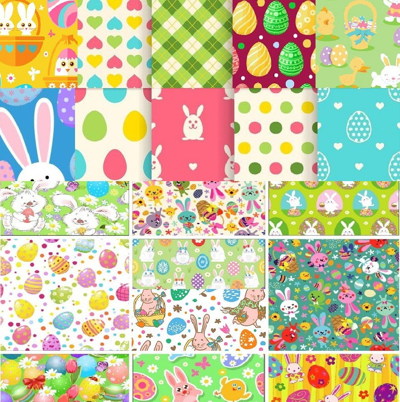 Easter Bunny Egg Decorative Cloth Fabric for DIY Craft Projects - Multiple Sizes & Patterns