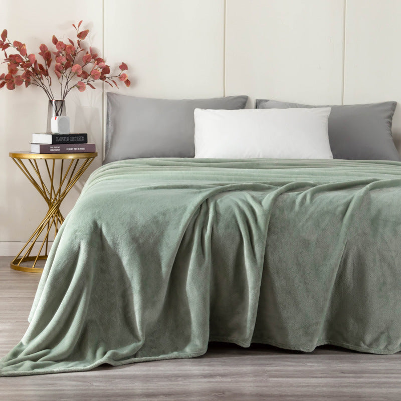 Thickened Coral Fleece Blanket Solid Color Vegan-Friendly Home Bedding
