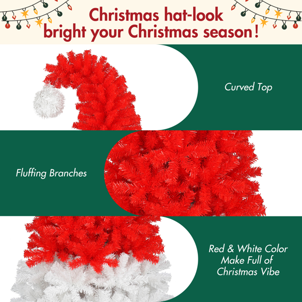 6FT LED Lighted Santa Hat Shaped Artificial Christmas Tree