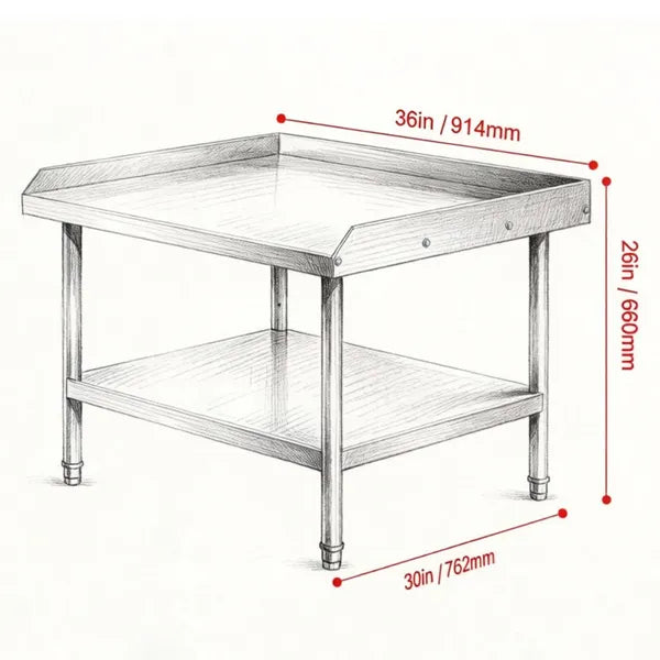 Sleek Metal Work Table With Easy To Clean And Adjustable Shelves For