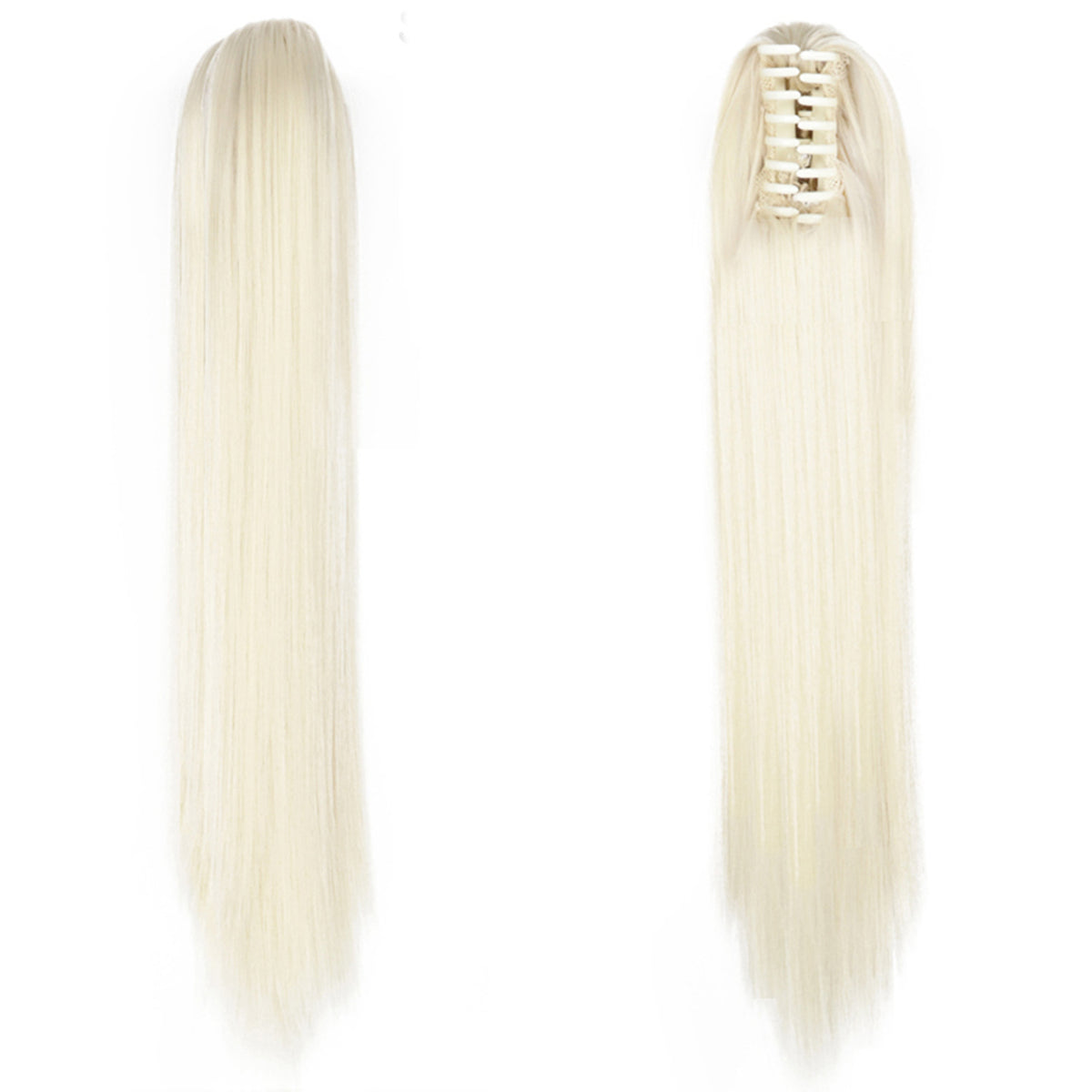 Long Straight Synthetic Wig with Ponytail Claw Clip - Chemical Fiber Hair Extension