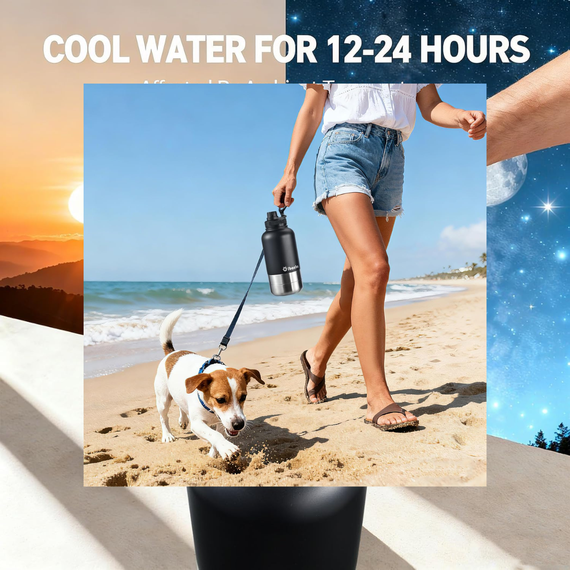 32oz Insulated Dog Water Bottle with 2 Bowls Portable Pet Hydration for Travel