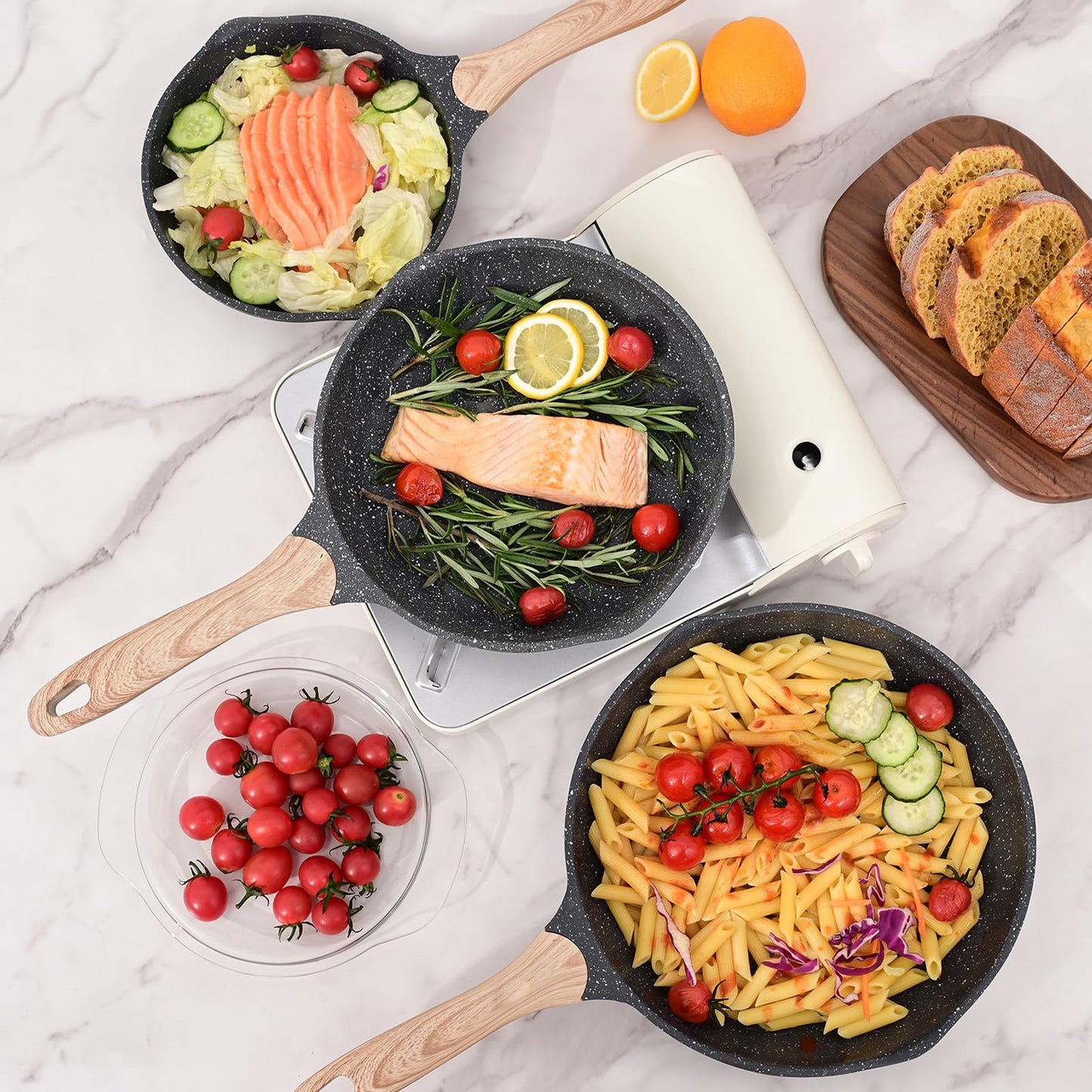 Nonstick Frying Pan with Stone Coating - Induction Skillet