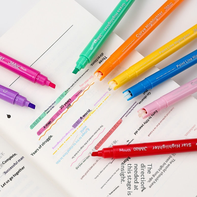Double-Headed Rollerball Pen Set with Floral Pattern - 8 Colors Refill