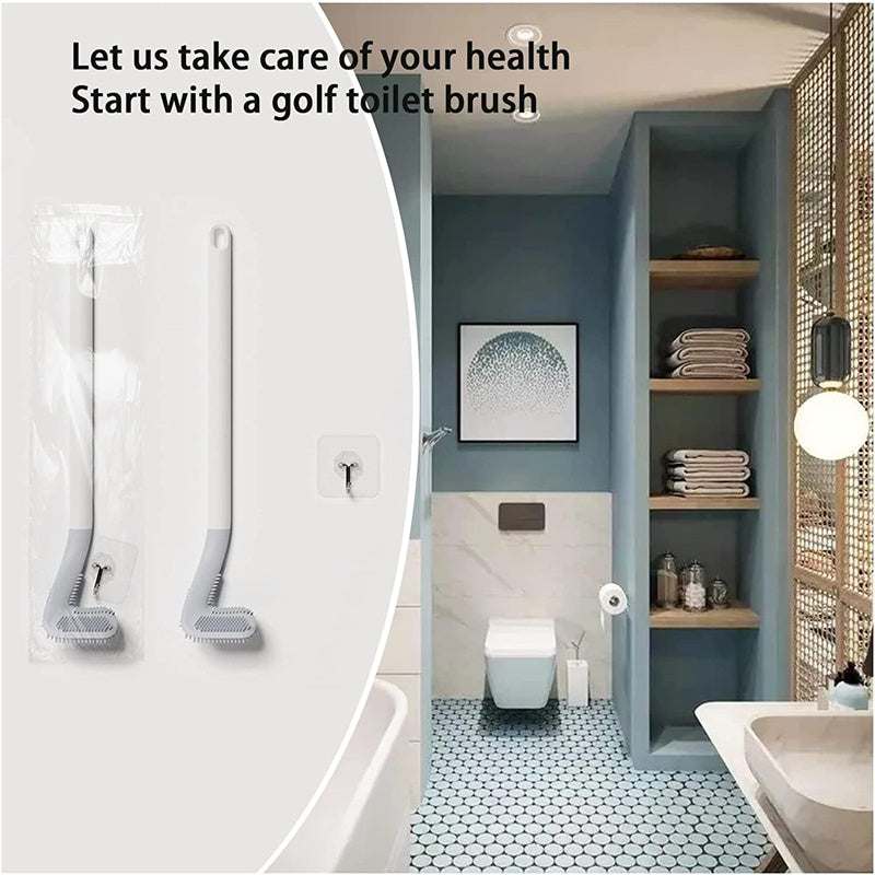 Long Handled Golf Shape Toilet Brush Wall Mount Deep Cleaning Bathroom Tool