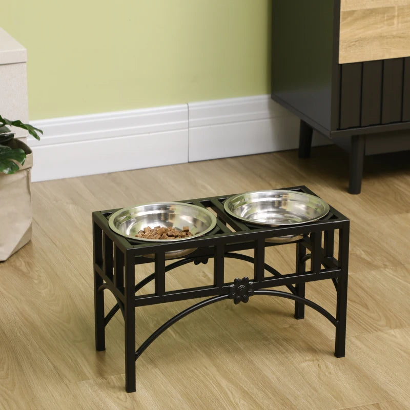 Heavy Duty Elevated Dog Food Bowl Set - Double Stainless Steel Pet Feeder Stand