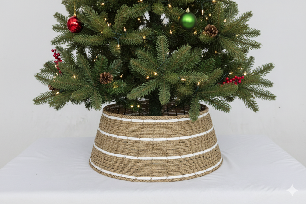 Woven Seagrass Christmas Tree Collar - Coastal Boho Decor