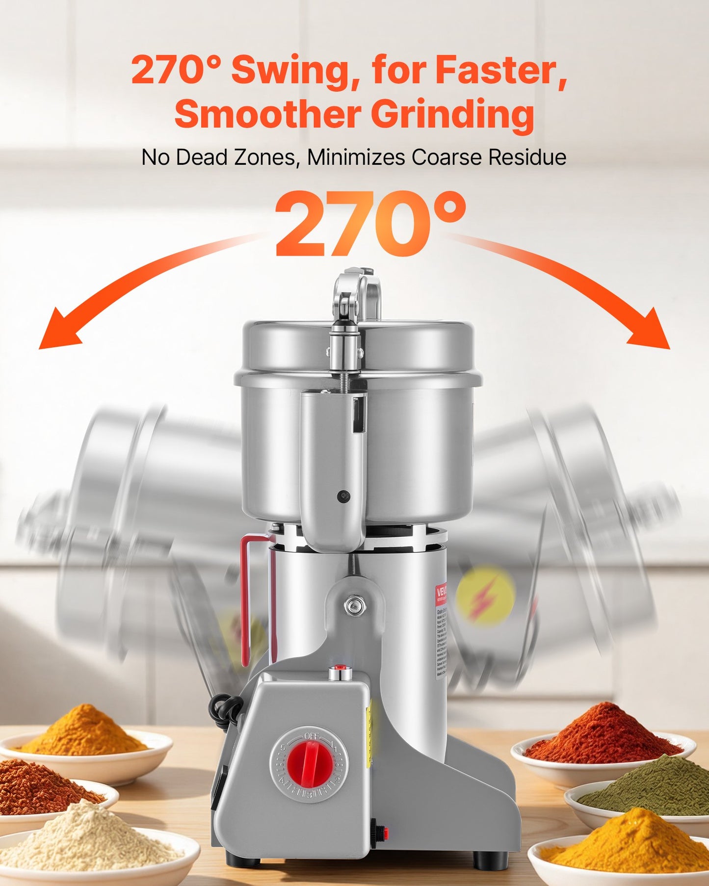 Electric Grain Mill Grinder 2000W 28000RPM Spice & Nut Dry Grinding Machine