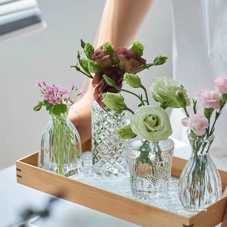 Mini Glass Vase - Embossed French American Style Home Decor
