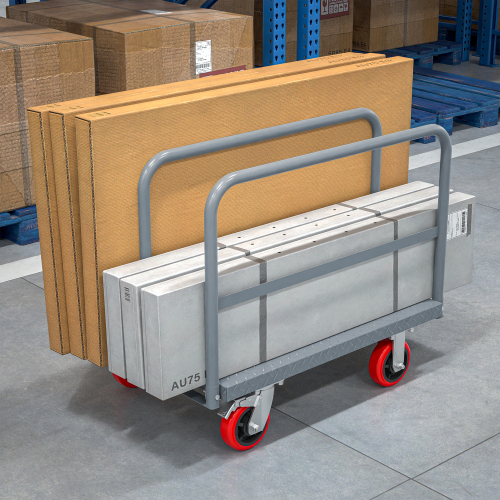 Heavy Duty Steel Platform Truck 2000lbs with 6 Swivel Brake Casters and Side Handrails