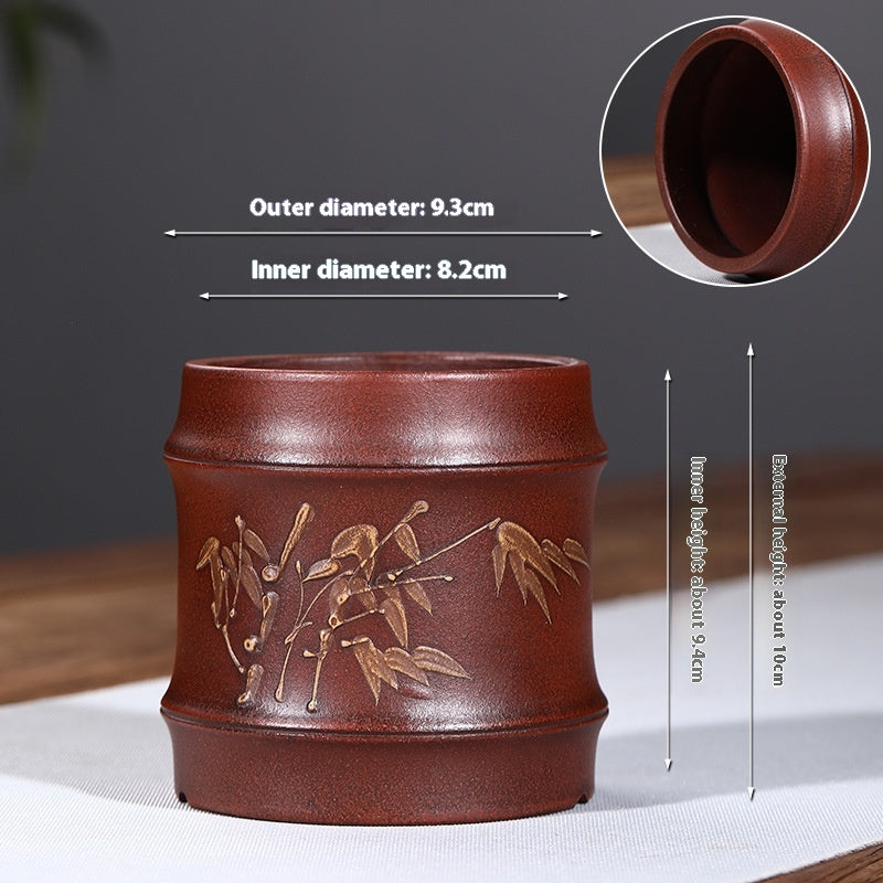 Purple Clay Flowerpot with Chinese Style Design Small Round & Square Options