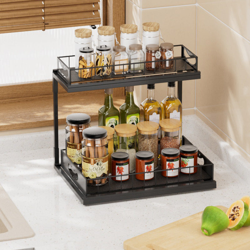 Pull-Out Spice Rack Storage Shelf for Kitchen Cabinets, Modern Minimalist Design