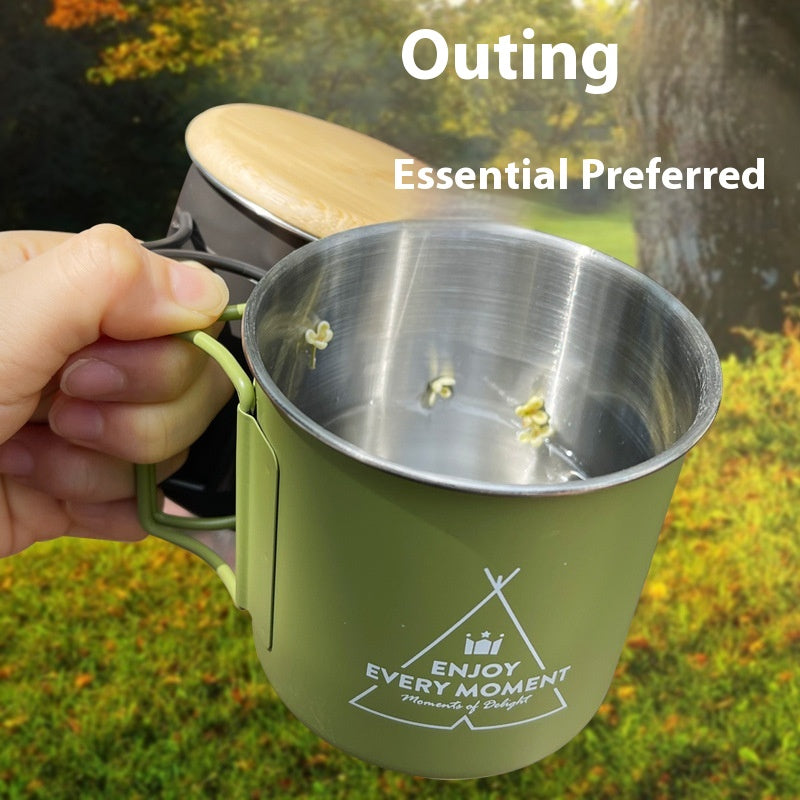 Portable Stainless Steel Camping Water Cup - Foldable Travel Drinking Mug