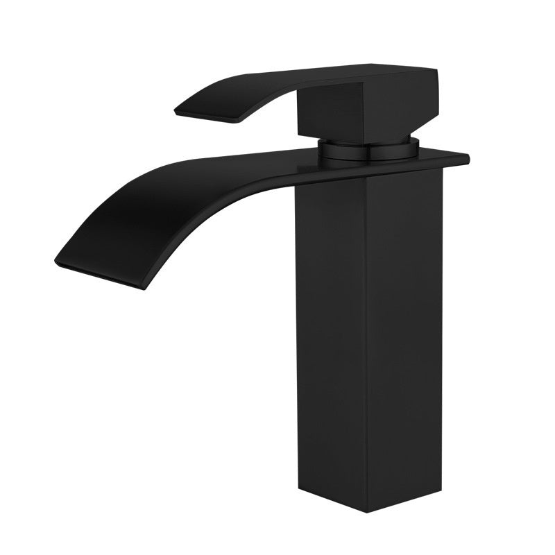 Waterfall Bathroom Sink Faucet Black Hot Cold Stainless Steel