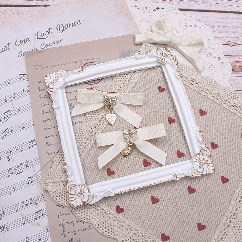 Rhinestone Bow Hair Clips - Small Bowknot Pair