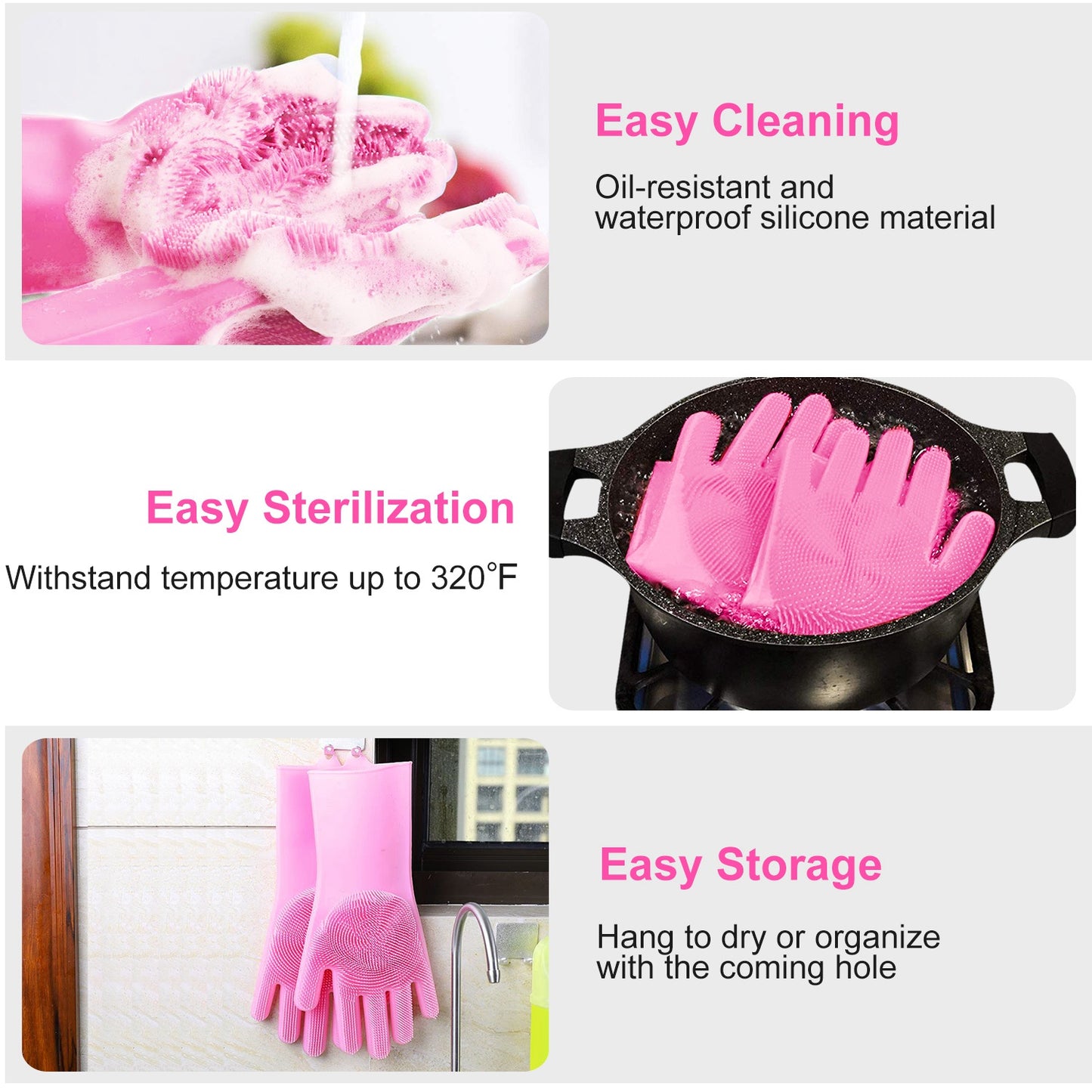 Silicone Dishwashing Gloves with Cleaning Sponge - Multi-Purpose