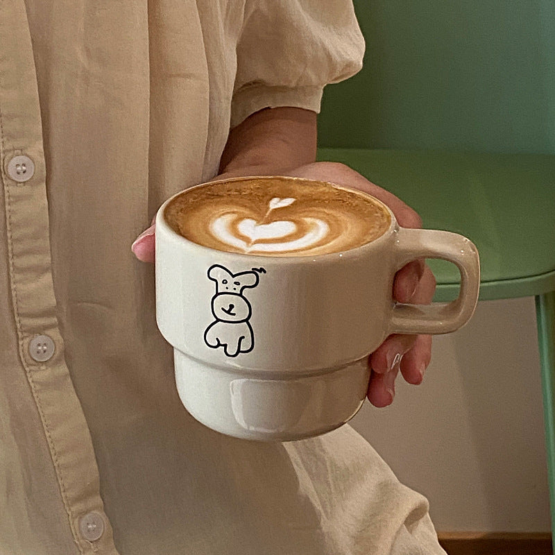 Cute Niche Cartoon Puppy Coffee Cup - 280ml Ceramic Drinkware for Kitchen