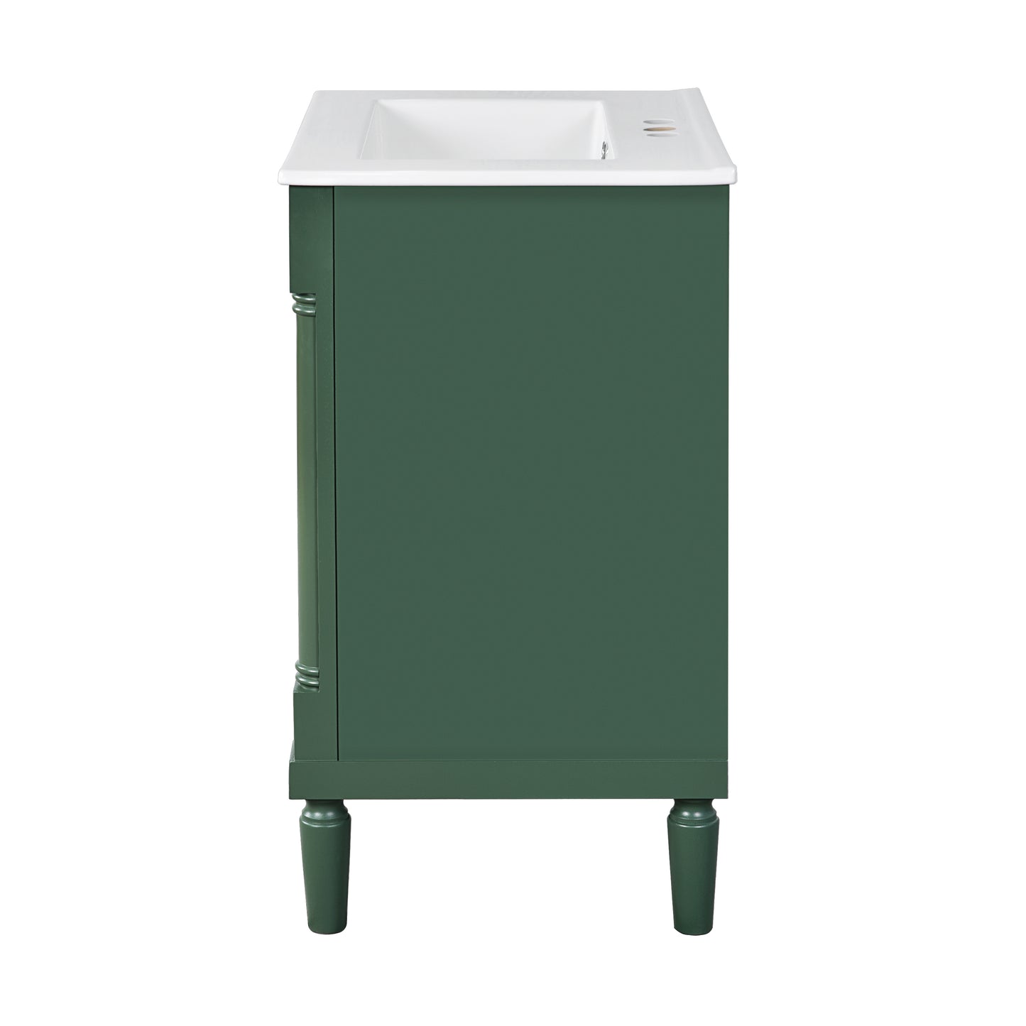 24-Inch Green Bathroom Vanity with Ceramic Sink & Storage