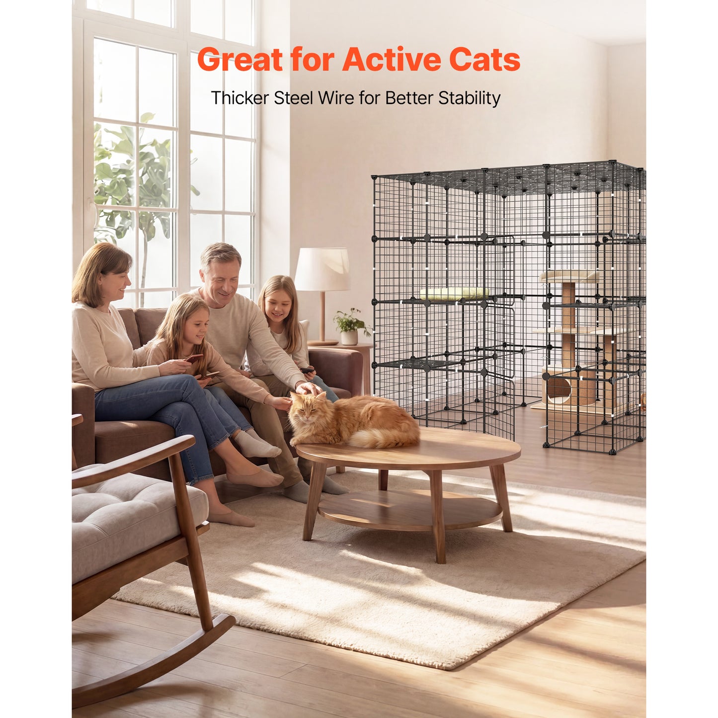 Large 4-Tier Indoor Cat Playpen Enclosure with Doors & Locks - 55x55x55 Inch