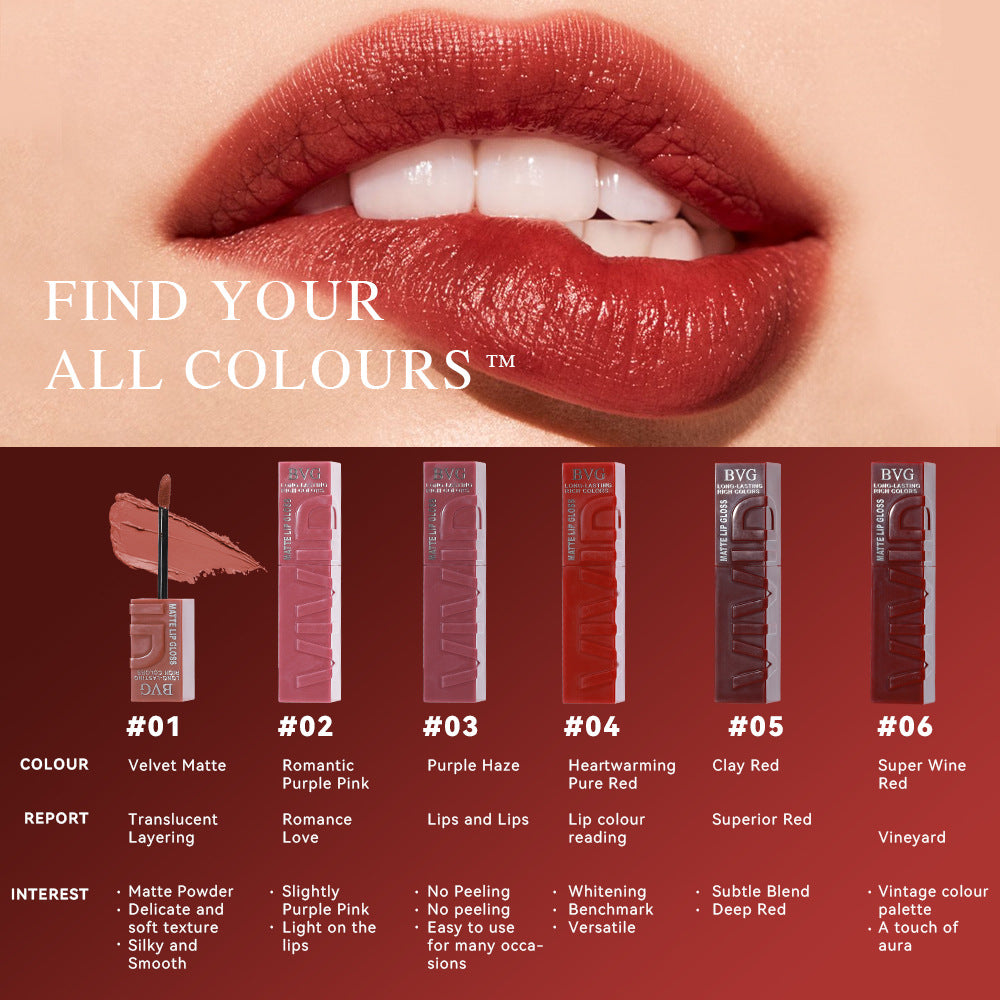 Matte Lip Lacquer Set - Non-Fading Moisturizing Lip Gloss Collection