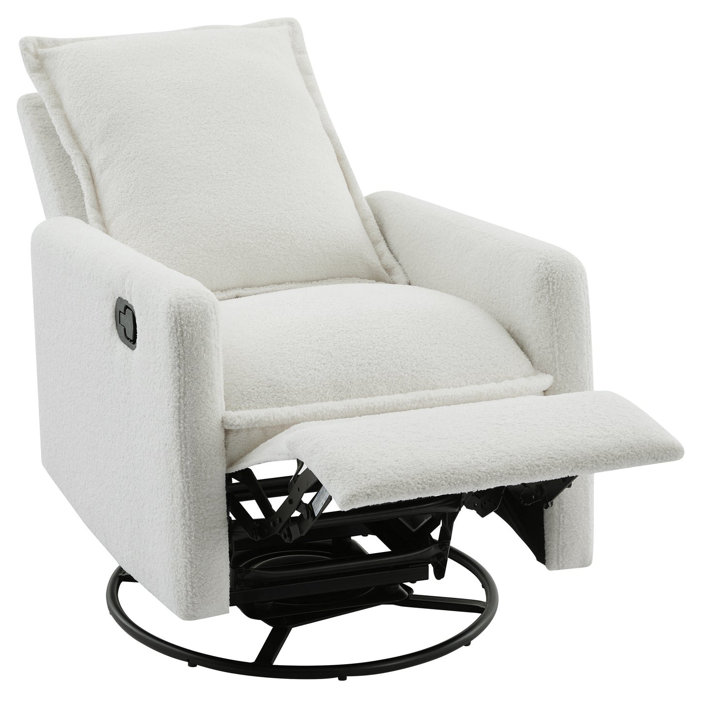 Swivel Rocker Recliner Chair - Teddy Fleece in White
