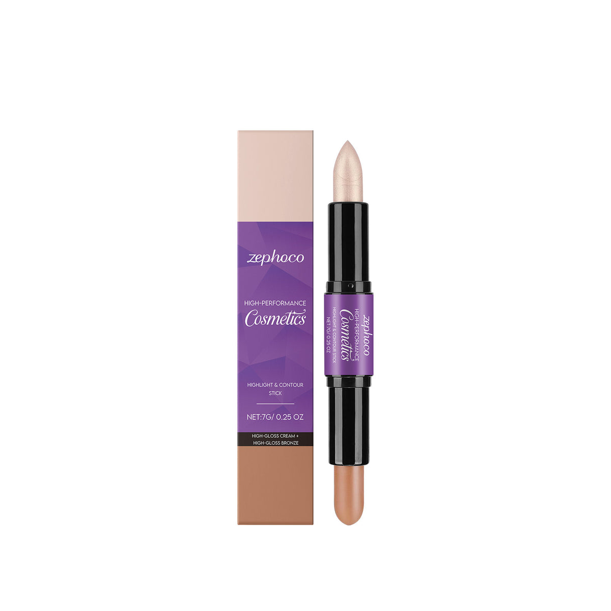 2-in-1 Cream Highlight & Contour Stick Set with Matte, Amber & Gloss Finishes