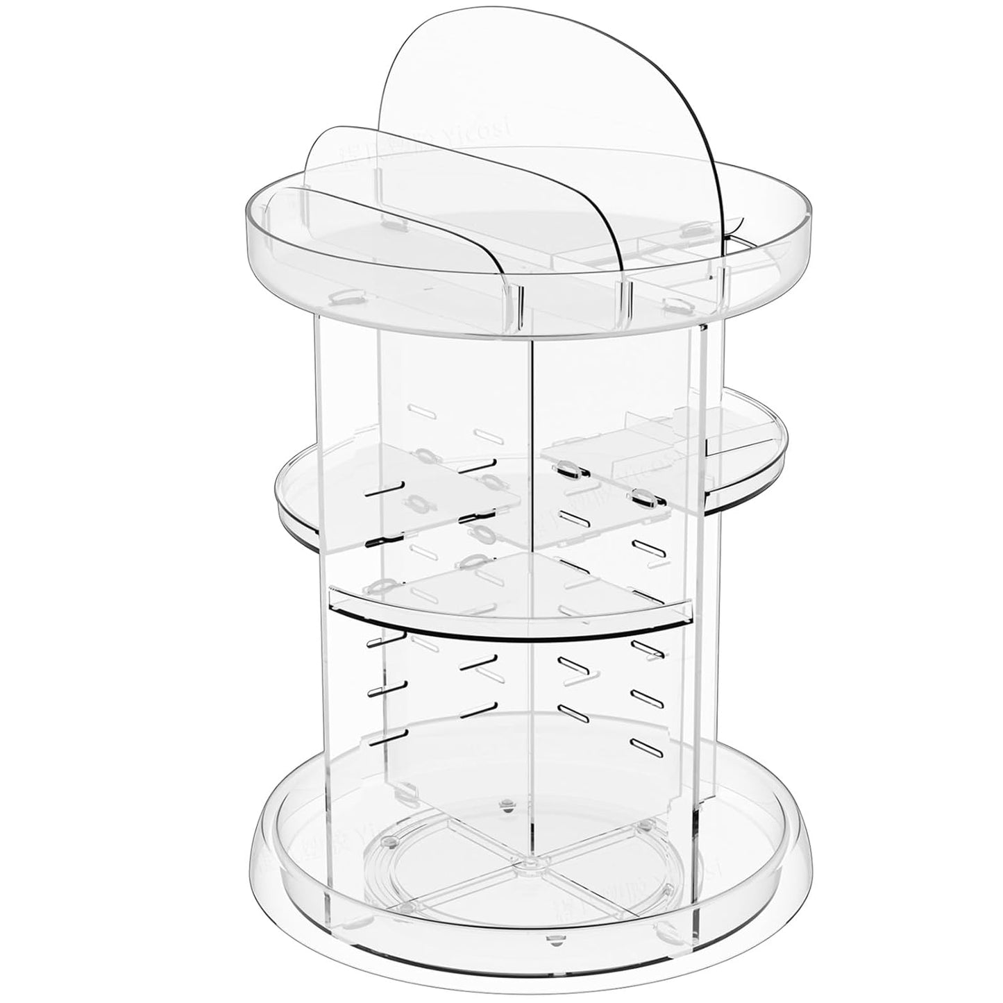 360 Rotating Makeup Organizer with Adjustable Shelves Clear Acrylic Vanity Storage