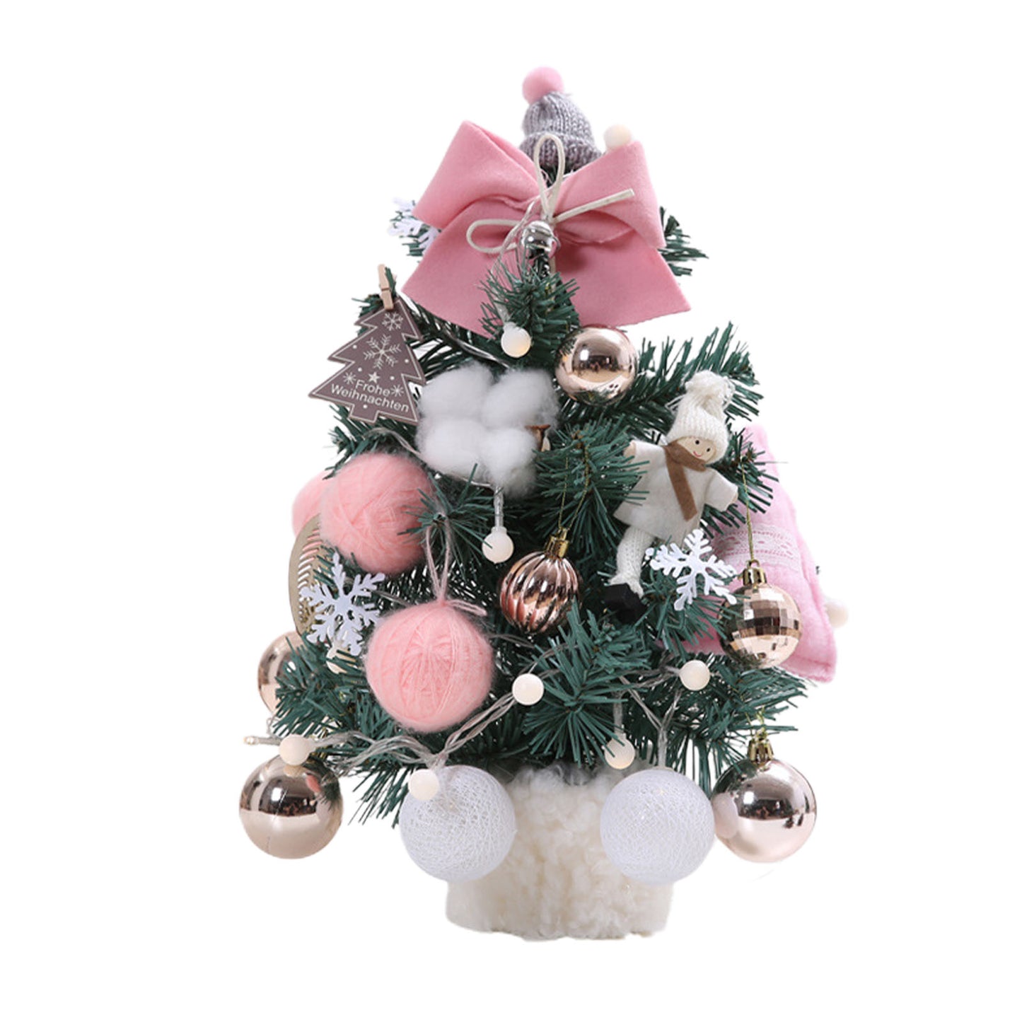 Adjustable Small Christmas Tree with Lights - 35cm Roseate