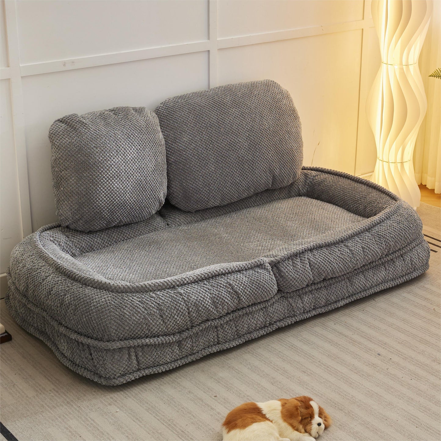 Adjustable Human Dog Bed Lazy Sofa Couch - Space Saving Pet & Baby Lounger, Gray