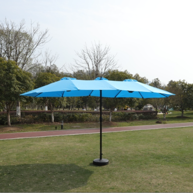 15x9ft Double-Sided Rectangular Patio Market Umbrella - Blue
