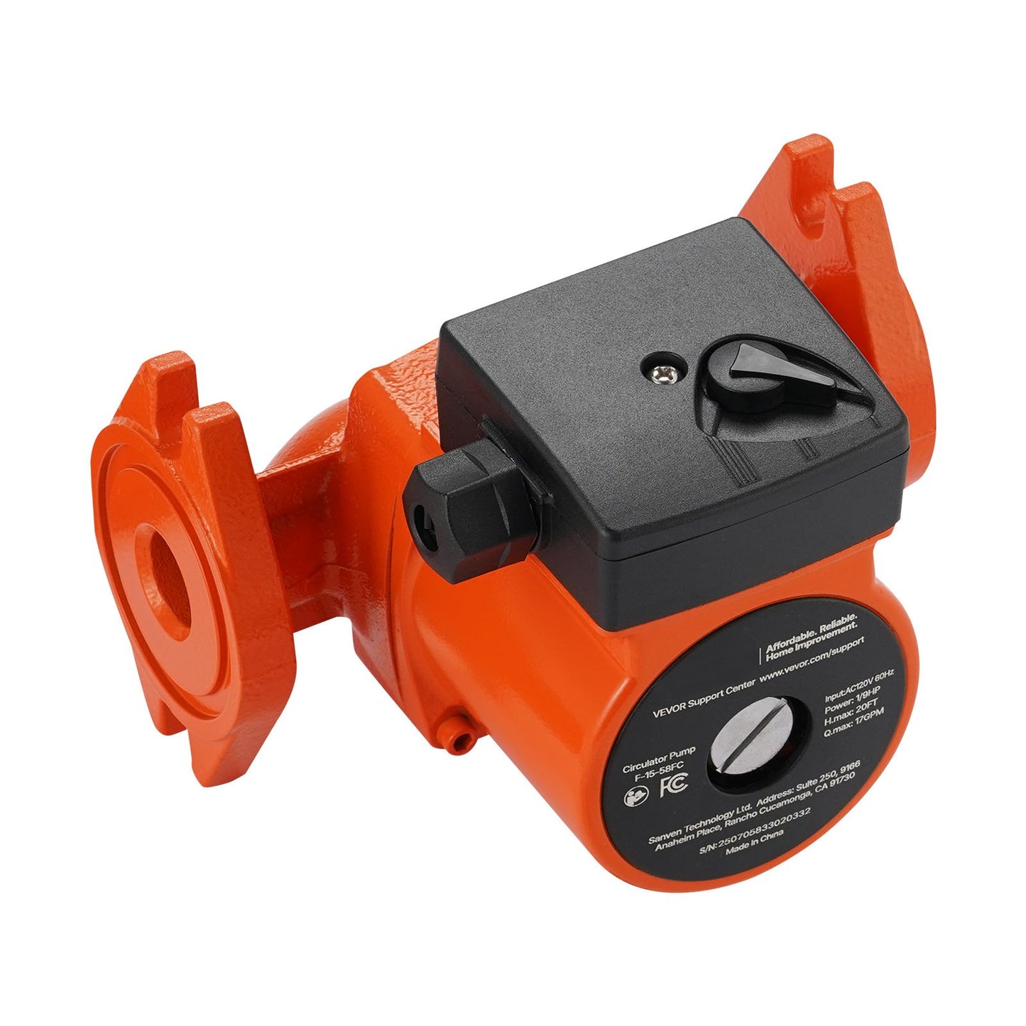 Cast Iron Circulator Pump 17 GPM 120V Hot Water Recirculating Pump 1-Inch Flange