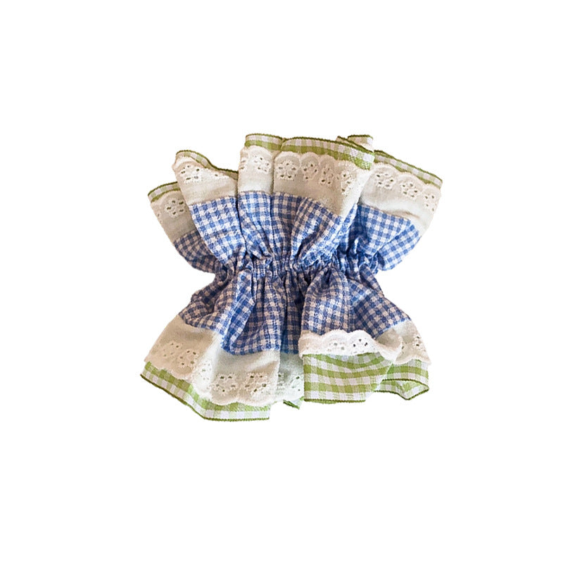 Blue Plaid Elastic Hair Ring