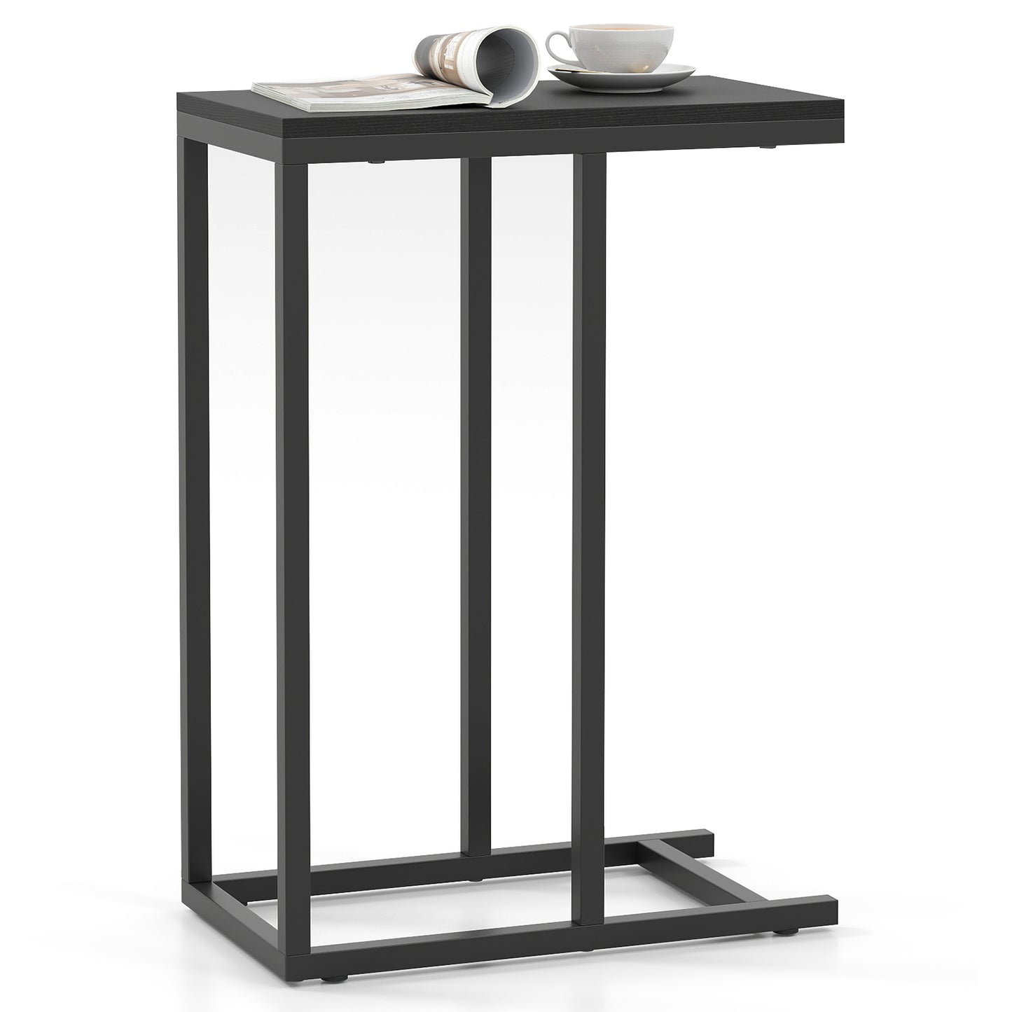 C-Shaped End Table for Couch - Space-Saving TV Tray