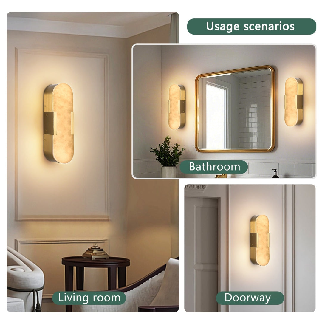 Gold Marble Wall Sconce Set of 2 - Modern Indoor Lighting