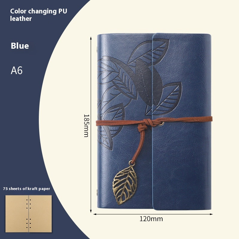 Vintage Travel Notebook - Loose Leaf Diary with Imitation Leather Cover