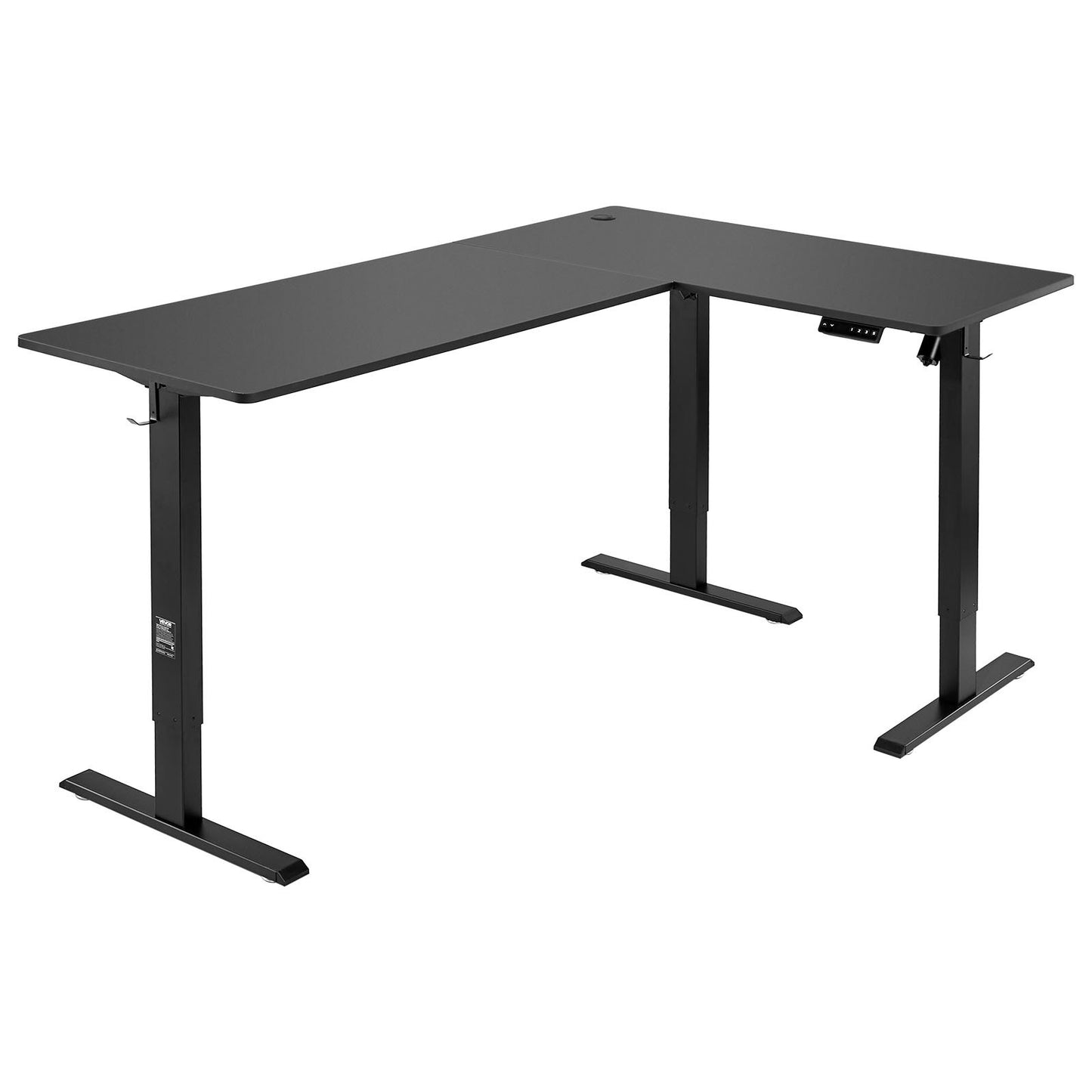 Electric Adjustable Height L-Shaped Gaming Desk - Black
