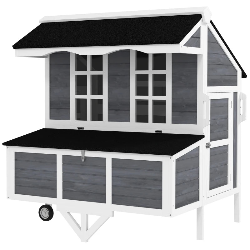 Chicken Coop with Wheels and Nesting Box for 2-4 Hens - Gray