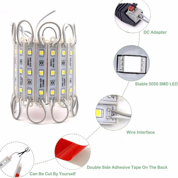 Waterproof LED Module Light Strip 10ft White IP65 Sign Backlight Decor