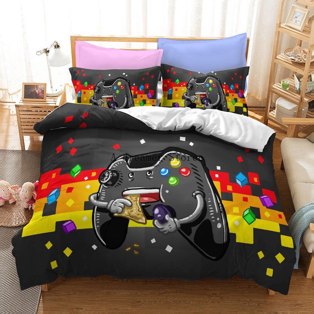 Digital 3D Game Controller Pattern Printed Bedding Set - Multiple Sizes