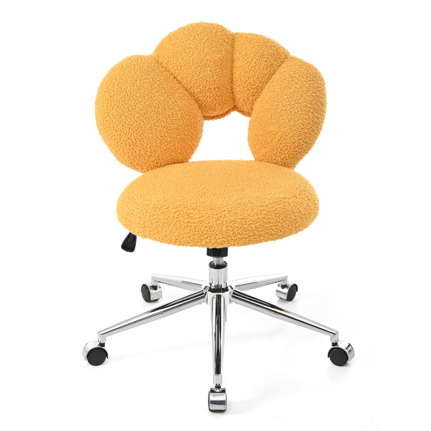 Height Adjustable 360° Swivel Chair - Yellow Teddy Fabric