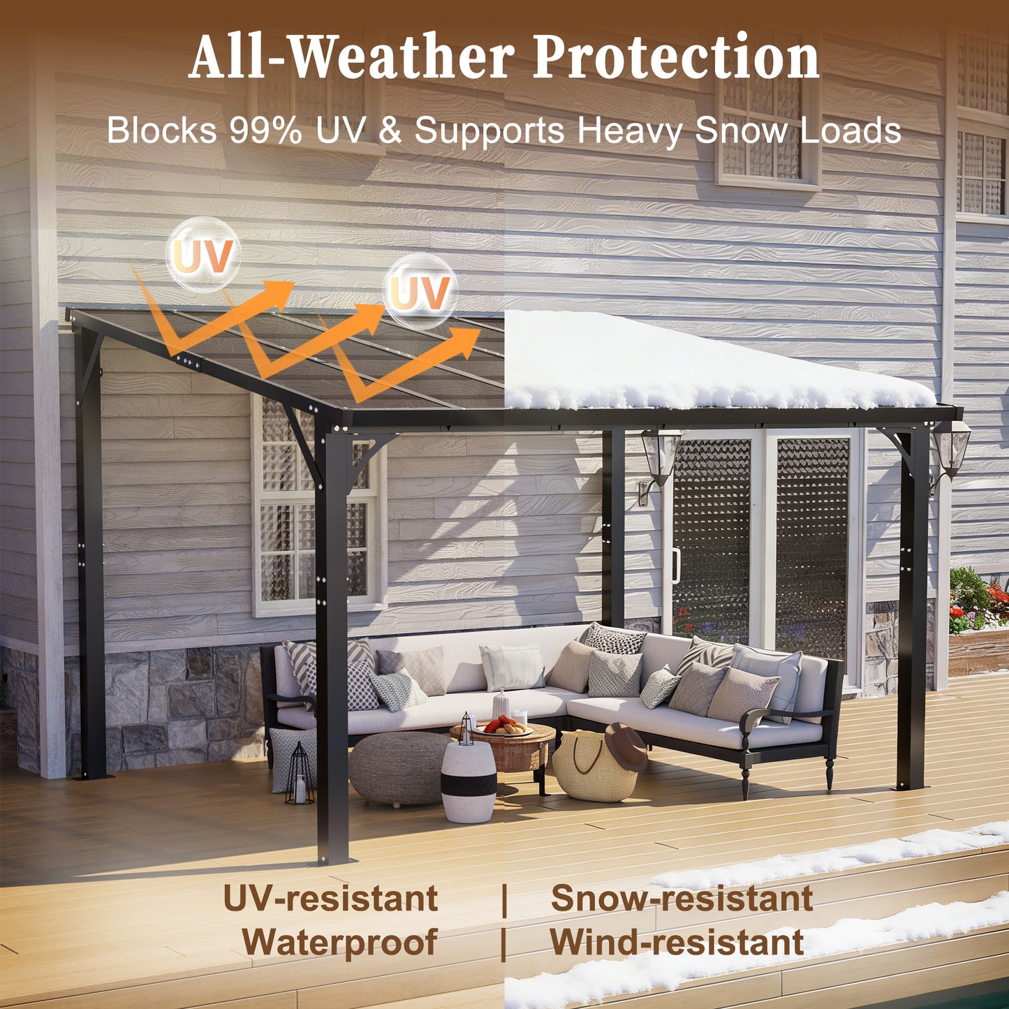 12x10 FT Hardtop Gazebo with Tinted Roof - Brown