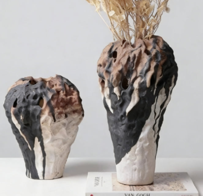Wabi-Sabi Ceramic Art Vase - Chinese Style Tabletop Flower Vase - Multiple Sizes