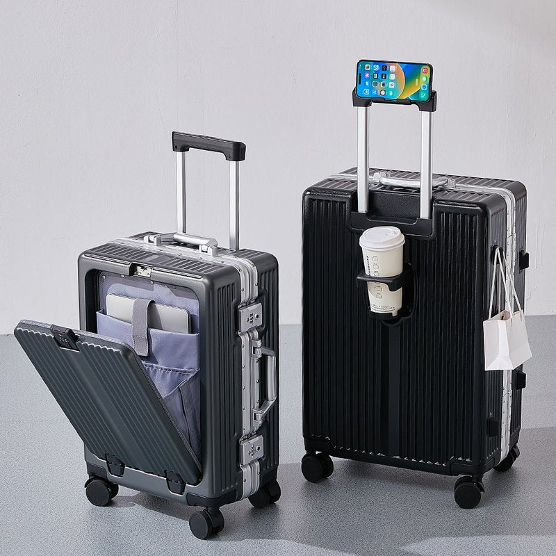 Multi-Functional Hard Shell Travel Suitcase with Water-Resistant Polycarbonate Frame