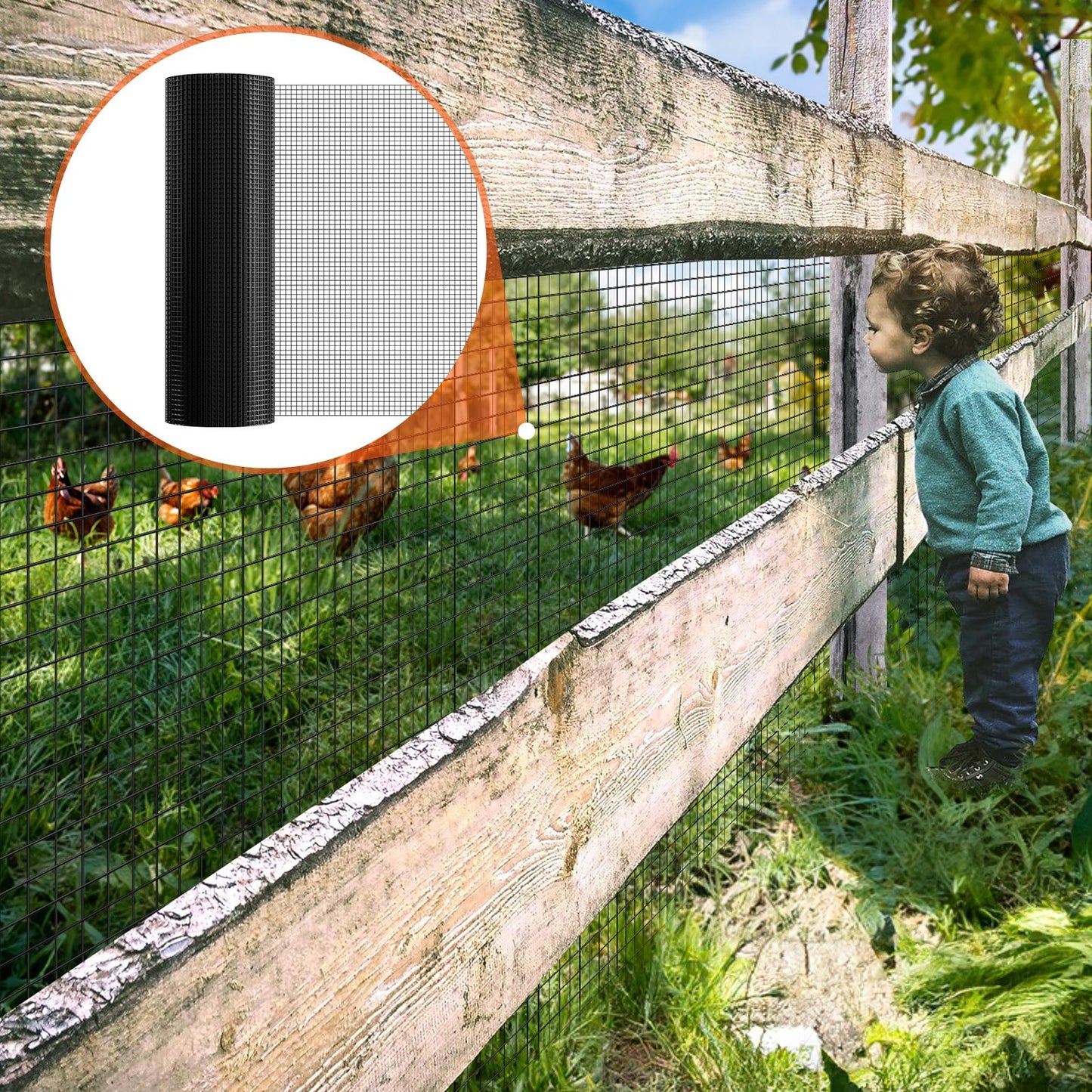 Galvanized Wire Mesh Roll for Garden Fencing 36x50ft - Black, 19 Gauge Chicken & Poultry Enclosure