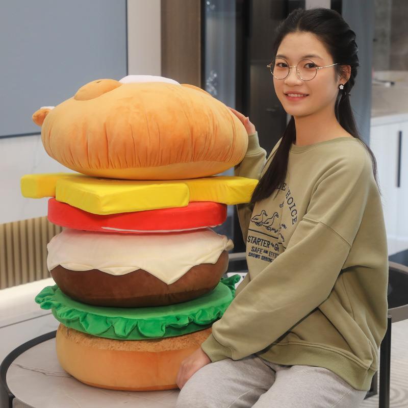 Cartoon Hamburger Pillow Cushion Bed Backrest - Removable & Washable