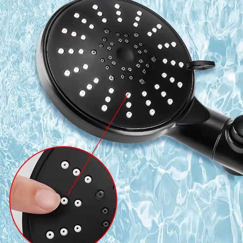 All-Black Five-Speed Shower Head with Water Stop & Self-Cleaning Function