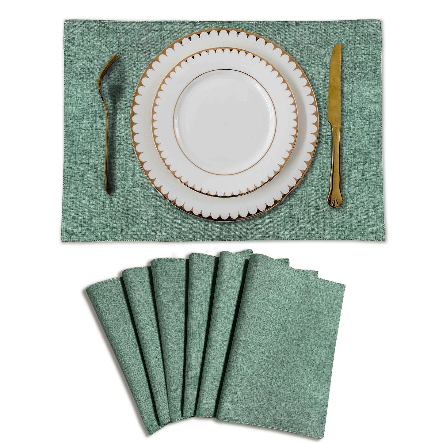 Solid Color Double-Layer Linen Placemat Heat-Insulating Non-Slip 33x48cm