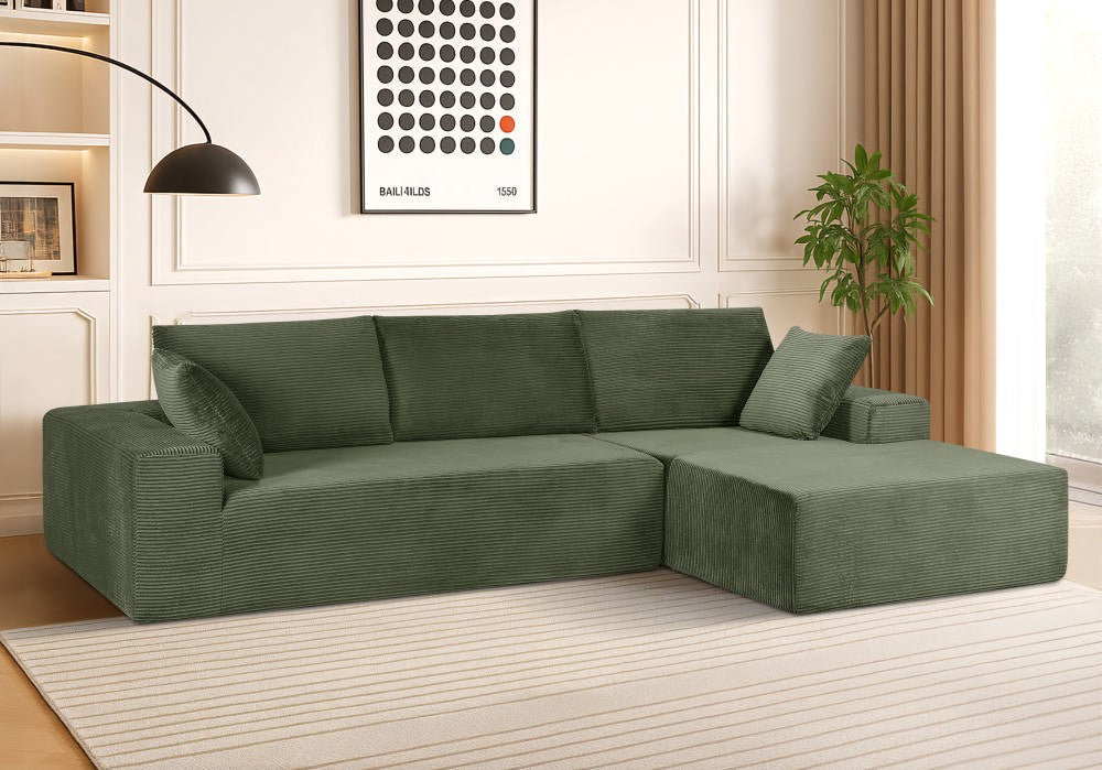CozyForm Convertible Sectional Sofa In Soft Corduroy, Modern Comfy