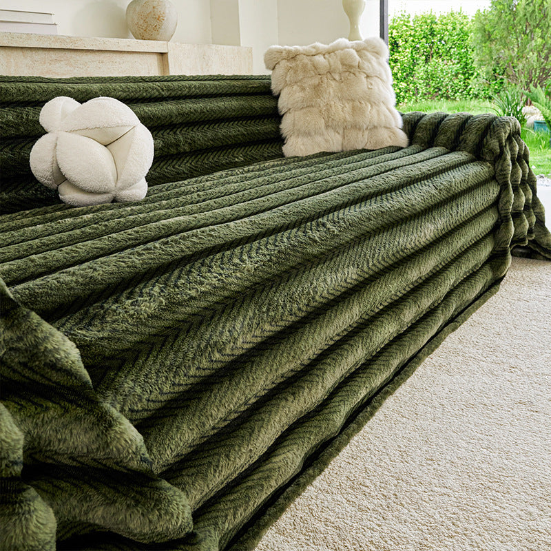 Non-Slip Thick Rabbit Fur Sofa Cover - Dustproof & Scratch-Resistant