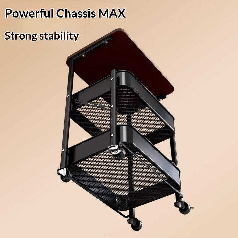 Foldable Small Storage Rack with 4 Tiers for Living Room and Bedroom